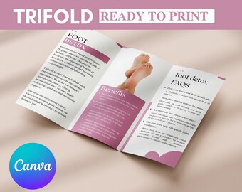 Customizable Trifold Brochure for Foot Detox Service | Promotional Marketing Material | Canva Editable