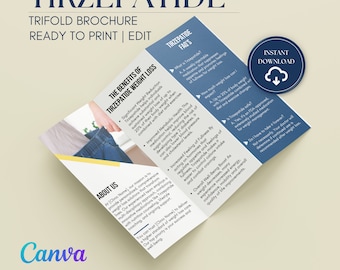 Tirzepatide Weight Loss Trifold Brochure: Editable Canva Template (8.5 x 11 Inches)