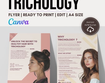 Trichology Clinic Flyer: Hair & Scalp Treatment, A4 Canva Template (Digital Download)