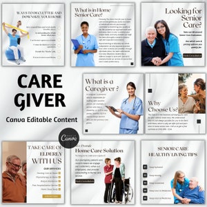 Care Giver Instagram post | Home Care Service Template | Home Care Health Aide | Senior Care | Canva Editable | Ready to Post Content