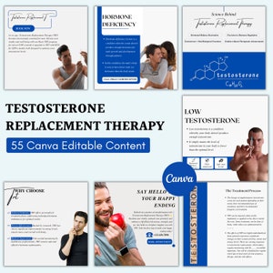 Plantilla editable de Canva de terapia de reemplazo de testosterona / Contenido TRT de Instagram
