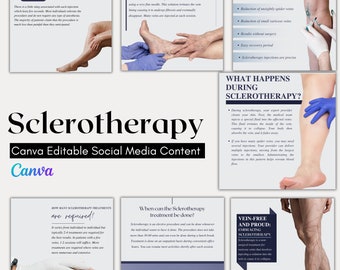 Sclerotherapy Vein Treatment Social Media Posts: Canva Templates (Editable)