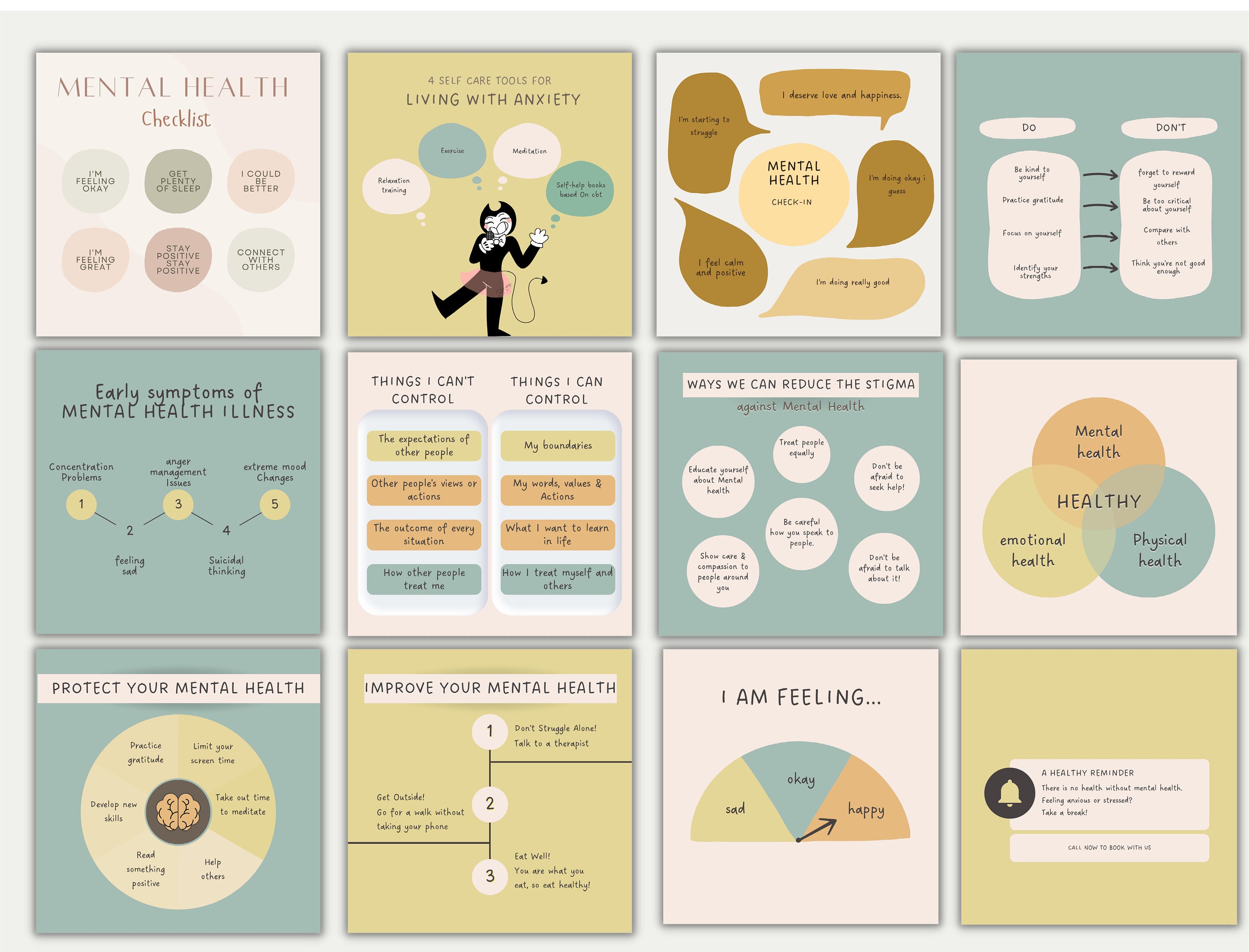 170 Mental Health Instagram Post Templates - Canva Social Media ...