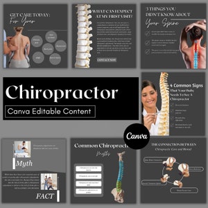 50 Chiropractor Social Media Posts | Editable Canva Templates, chiropractic doctor, medical care business, chiropractic Instagram