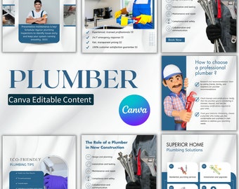 Plumber Instagram Post Templates: Plumbing Social Media (Canva Editable)