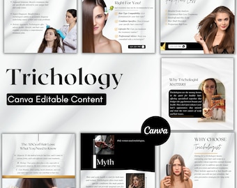 Trichology Instagram Post Canva Templates - Editable Social Media Kit for Hair Scalp Specialists