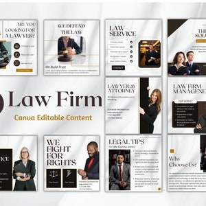 LAWYER TEMPLATE — Instagram Posts Template for Law Office, Attorney Branding, Legal Social Media, Marketing Templates, Canva Template