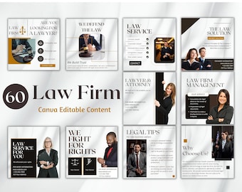Law Firm Instagram Post Template: Attorney Social Media (Canva Editable)