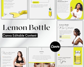 Lemon Bottle Canva Templates: Fat Dissolving Social Media Kit
