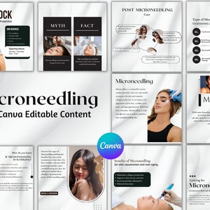 Microneedling Canva Template, Instagram Templates for Skincare, Aesthetician Social Media, Canva Templates, Educational Content