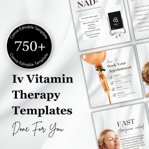IV Therapy Templates | Canva IV Hydration | Nurse Injector | Vitamin C Drip | Infusion Post Templates | Canva Editbale Templates