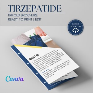 Tirzepatide Weight Loss Trifold Brochure: Editable Canva Template (8.5 ...