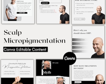 Scalp Micropigmentation Editable Canva Instagram Templates for Artists & Clinics