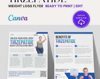 Tirzepatide Weight Loss Flyer: Editable Marketing Template (Canva)