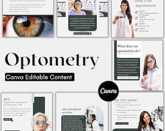 50 Optometry Instagram Post Templates | Optician Branding | Optical Marketing | Optometry Social Media | Canva Editable