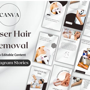 Laser Hair Removal Templates for Instagram Stories | Social Media Templates | Laser Hair Clinic | Canva Template for Social Media