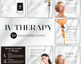 IV Therapy Templates | Canva IV Hydration | Nurse Injector | Vitamin C Drip | Infusion Post Templates | Canva Editbale Templates
