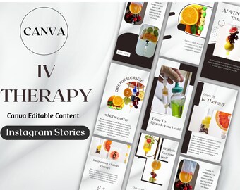 IV Therapy Instagram Story Templates: Editable Canva Vitamin Posts