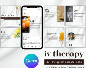 IV Therapy Instagram Carousel: Nurse Injector Canva Templates