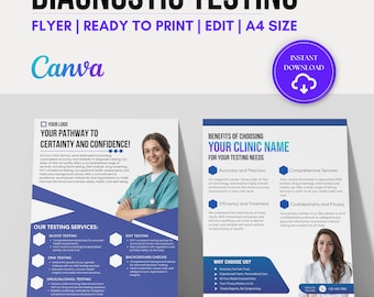 Diagnostic Testing Flyer Template: Blood, DNA, Background Checks (A4 Canva Editable)