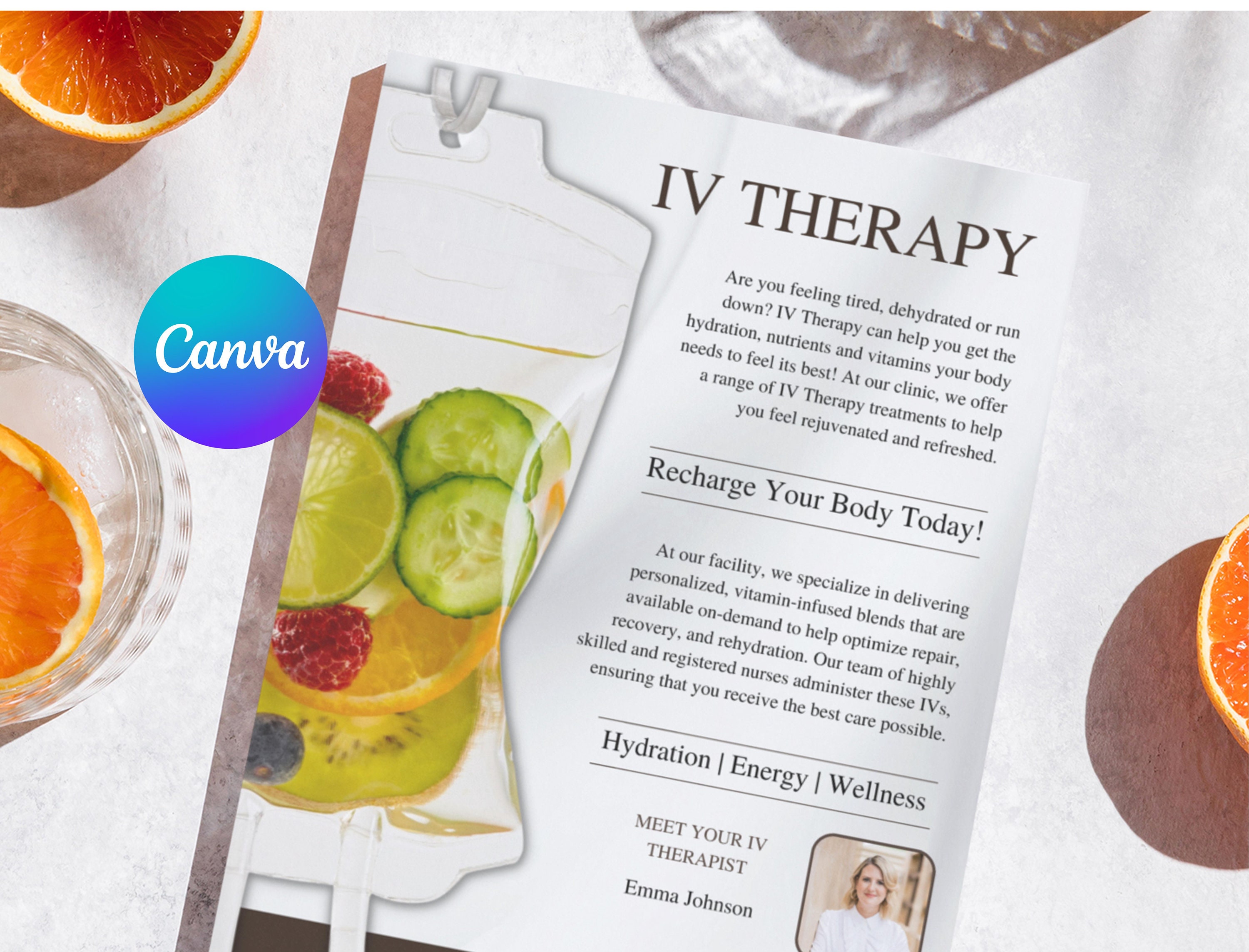 IV Therapy Flyer Canva Editable IV Therapy Editable Template Etsy
