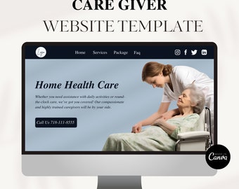 Caregiver Website Template: Home Health Business (Canva Editable)