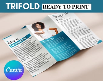 Tirzepatide Trifold Brochure Template: Canva Editable (8.5 x 11")