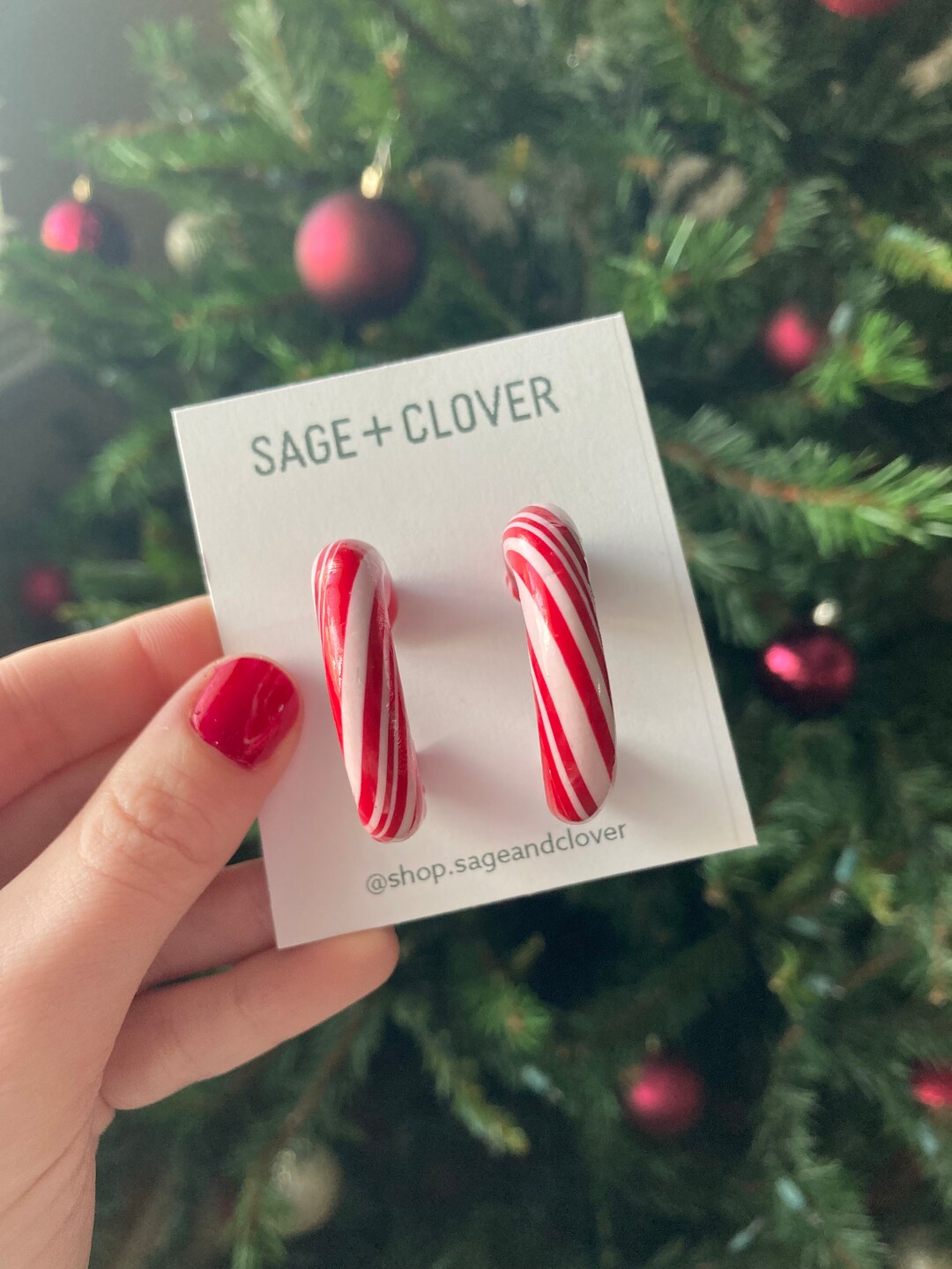 Candy Cane Hoop Earrings Christmas Earrings Holiday Party Etsy