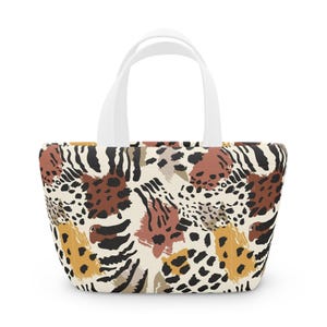 Bolsa de almuerzo con estampado animal, elegante bolsa térmica para el trabajo, la escuela, un picnic o un baby shower, regalo para ella, diseño ecológico.