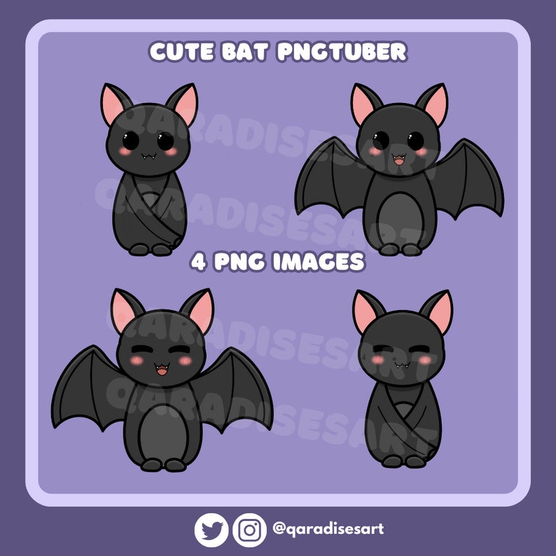 Cute Bat Pngtuber Model Kawaii Halloween Bats Aesthetic Etsy