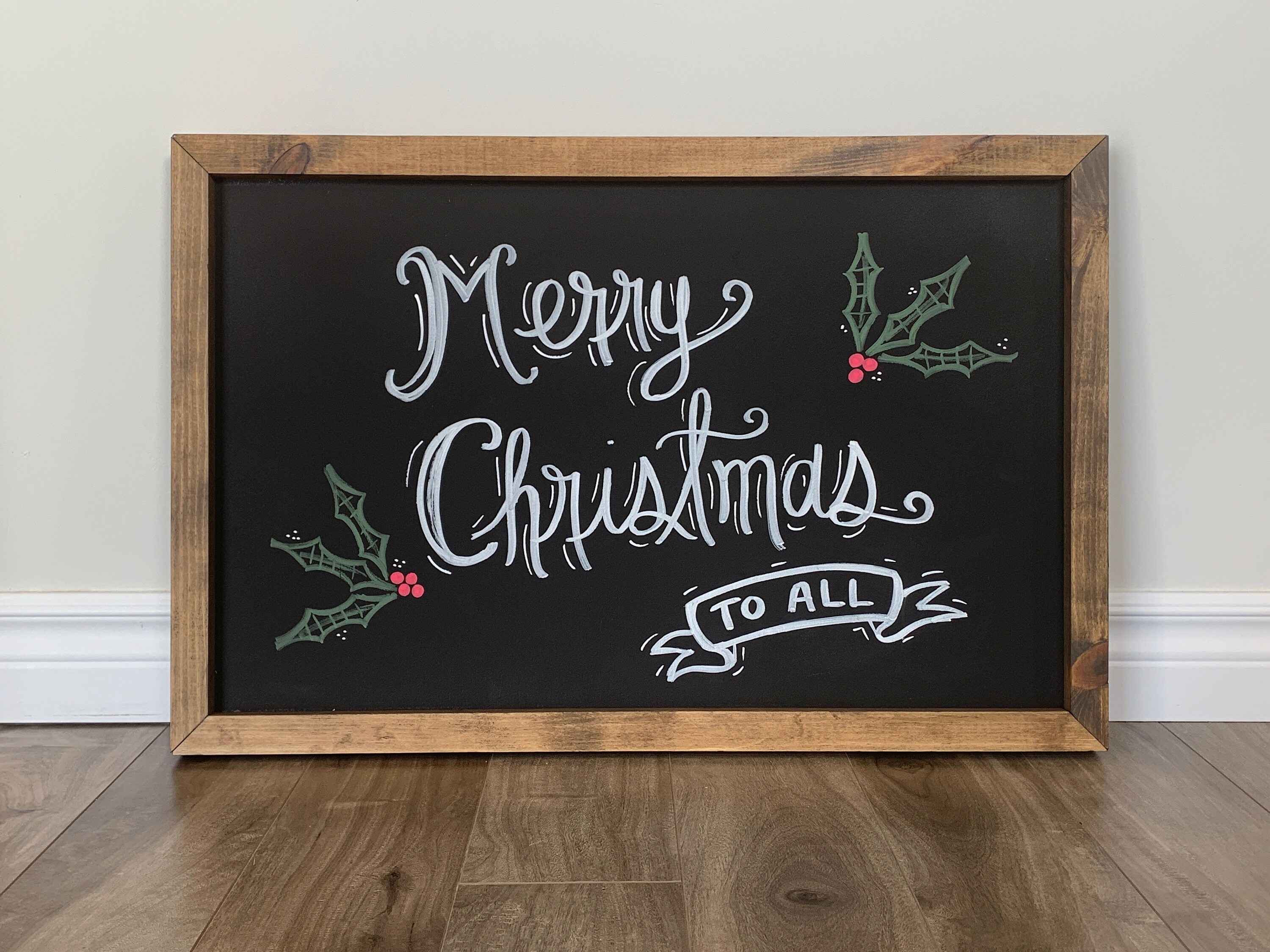 Merry Christmas to All Chalkboard Sign brown frame Etsy