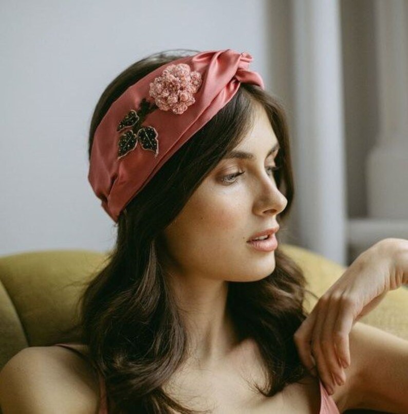 BIG SALE Limited Embroidered Floral HeadbandBlue image 0