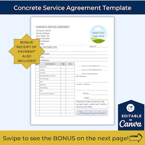 Concrete Service Agreement Cement Service Agreement Editable Template