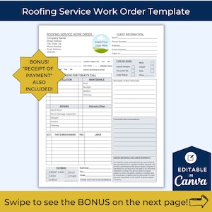 Roofing Service Work Order, Roofing Business Templates, New Home Roofing, Roofing Maintenance, Roofing Company, Roofer Service Work Order