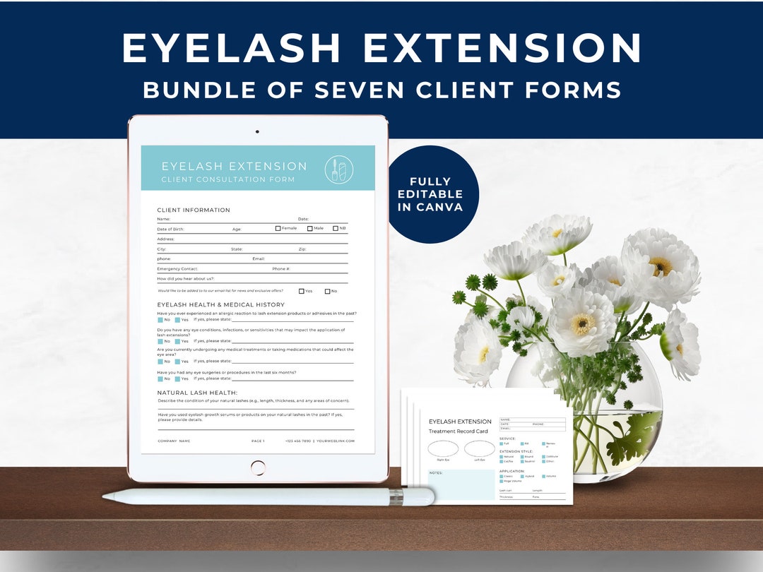 Eyelash Extension Consent Forms Bundle, Eyelash Extension Client Intake ...