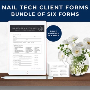 Nail Tech Client Consent Form, Nail Tech Client Consultation, Client Treatment Record, Client Intake Form, Weekly Planner, Charcoal, NT01