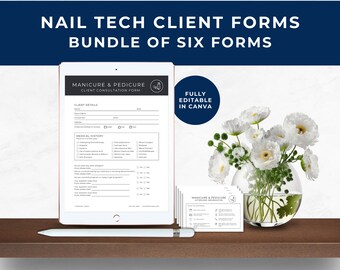 Nail Tech Client Consent Form, Nail Tech Client Consultation, Client Treatment Record, Client Intake Form, Weekly Planner, Charcoal, NT01