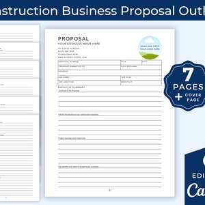 Construction Business Proposal Template, Contractor Estimate, Proposal Outline, Building Cost, Rehab Project, Renovation Bid, Job Proposal