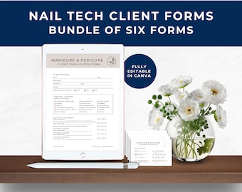 Nail Tech Client Consent Form, Nail Tech Client Consultation, Client Treatment Record, Client Intake Form, Weekly Planner, Soft Taupe, NT01