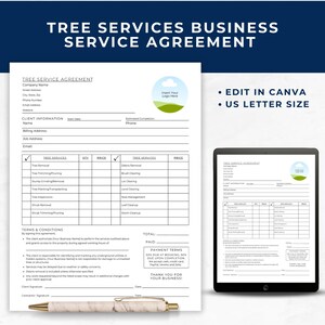 Tree Care Service Agreement, Residential Tree Trimming, Outdoor Property Maintenance, Client Agreement Forms, Simple Arborist Contract, TS01