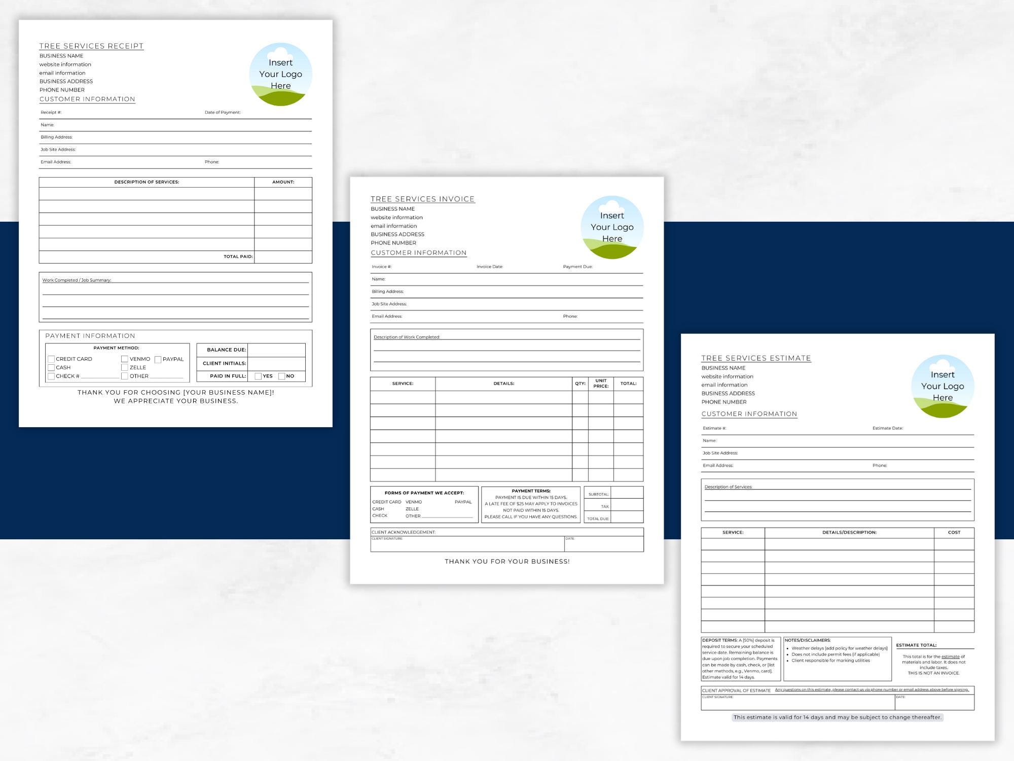 Tre Invoice Type Tree Service Estimate, Invoice Template Tree Removal, Tree Care Receipt ...