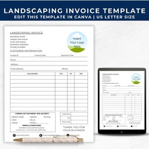 Landscaper Invoice, Lawn Care Invoice, Yard Work, Lawn Maintenance Invoice Template, Landscaping Business, Billing Form, Solo Operator, LC01