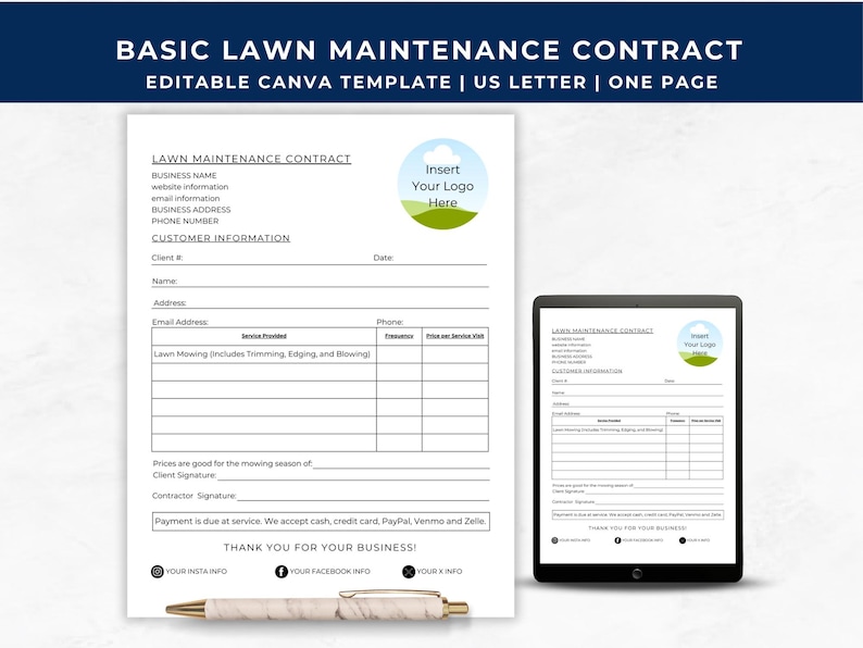 Lawn Maintenance Contract Lawn Mowing Lawn Care Service Agreement Lawn Maintenance Contract Lawn Mowing Lawn Care Service Agreement