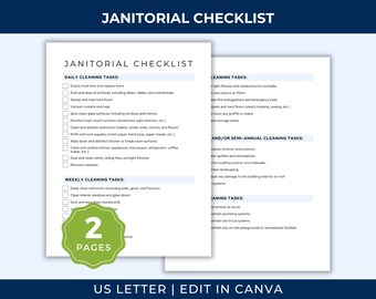 Janitor's Checklist for Cleaning Service, Foundational Janitorial Cleaning Checklist Template, Commercial Cleaning Business Schedule, CB01