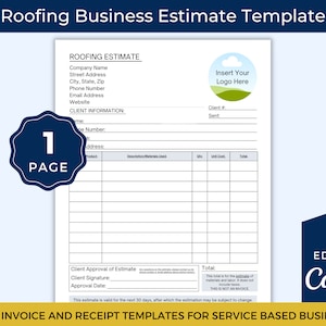 Roofing Estimate, Roofing Business Templates, New Home Roofing Estimate, Roofing Maintenance, Roofing Company, Roofing Service Quote, Roofer