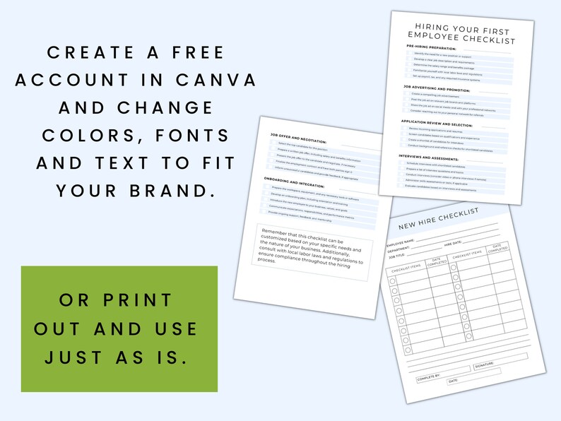 Employee Hiring Checklist, Staffing Guide, HR Checklist, Hiring Basics ...