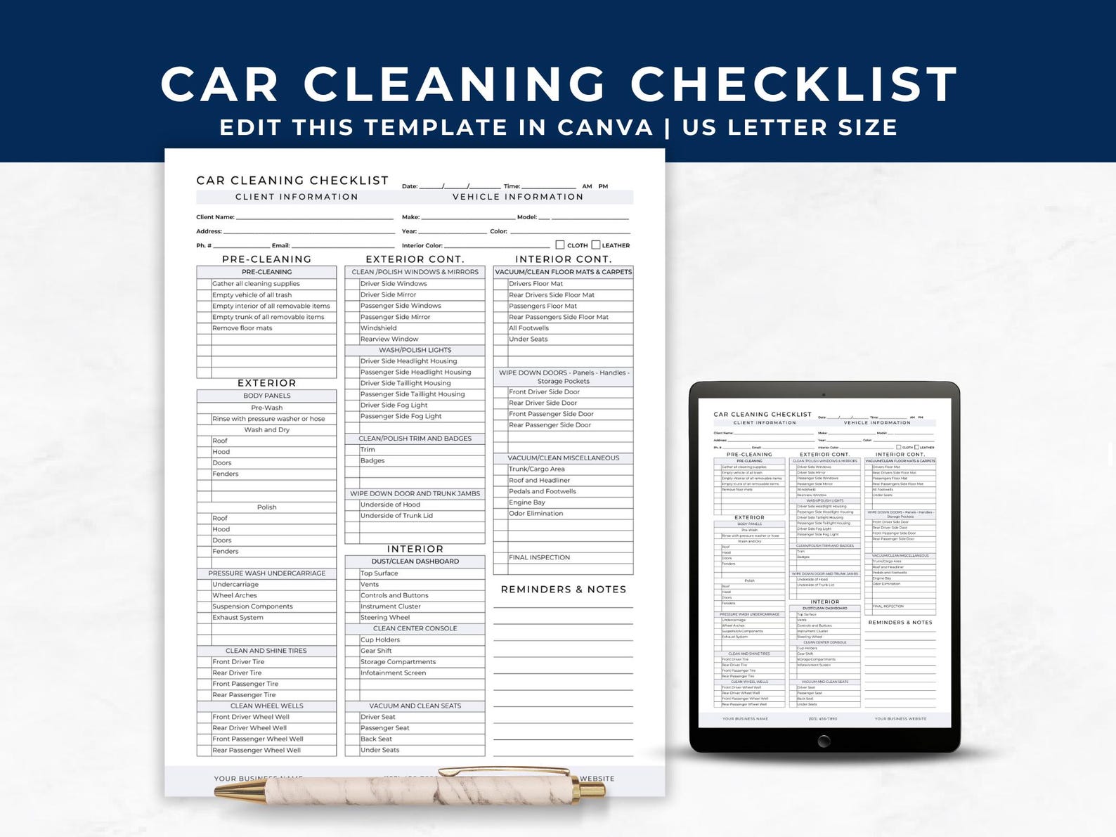 Car Cleaning Checklist, Vehicle Cleaning Prep, Auto Care, Dealership ...