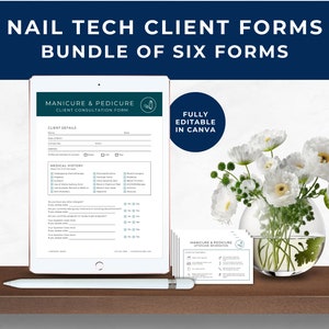 Nail Tech Client Consent Form, Nail Tech Client Consultation, Client Treatment Record, Client Intake Form, Weekly Planner, Dark Teal, NT01