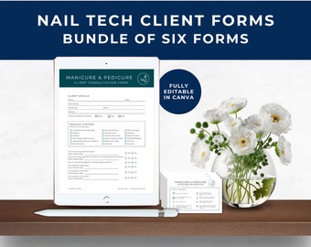 Nail Tech Client Consent Form, Nail Tech Client Consultation, Client Treatment Record, Client Intake Form, Weekly Planner, Dark Teal, NT01