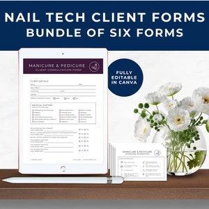 Nail Tech Client Consent Form, Nail Tech Client Consultation, Client Treatment Record, Client Intake Form, Weekly Planner, Deep Plum, NT01